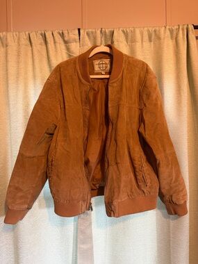 Suede Bomber Jacket in Brown - Vintage Style